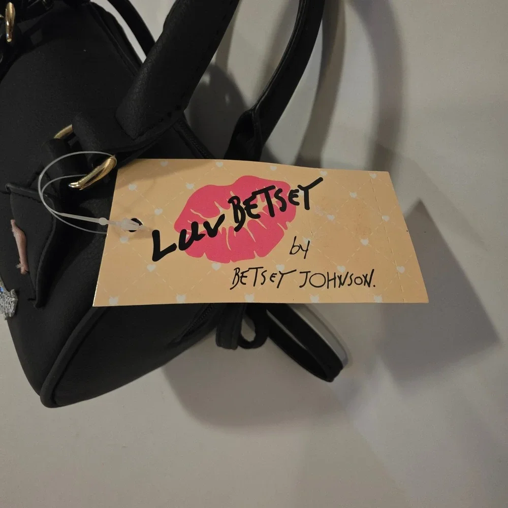 Luv Betsey by Betsey Johnson Harley Black Cat Mini Crossbody Barrel Bag LB102815